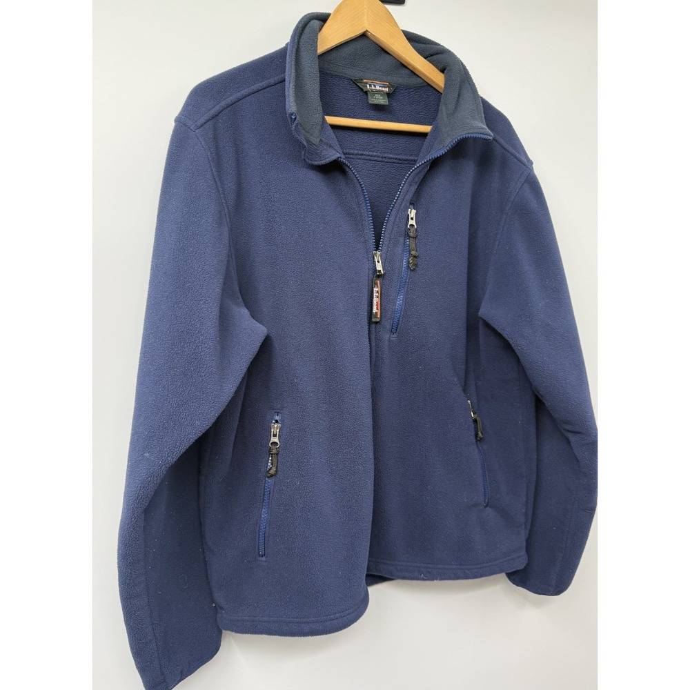 Vintage LL Bean Men's SZ M Thick Blue Full Zip Fleece Jacket Outdoors Pockets - Picture 4 of 7